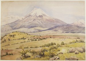 Felhő jön 10-kor 30 órakor Popocatépetl, Atlixco, Puebla, Mexikó (akvarell és testfesték) alkotó: Adela Breton
