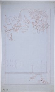 Egy falfestmény másolata a keleti falról, a Jaguárok felső templomáról, Chichen Itza Mexikó   (vörös tinta és grafit) alkotó: Adela Breton