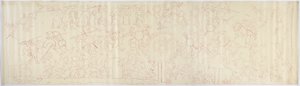 Egy falfestmény nyomon követése a nyugati falról, a Jaguárok felső temploma, Chichen Itza, Mexikó (vörös tinta) alkotó: Adela Breton