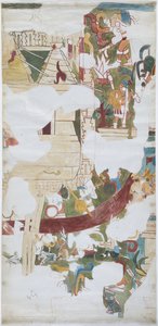 Akvarell vászon típusú papíron Falfestmény nyomon követése egy nagy kamrában a Casa de Monjasban, Chichen Itza, Mexikó (akvarell és testfesték) alkotó: Adela Breton