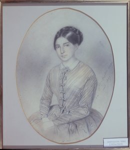 Leopoldine Hugo (1824-43) posztumusz portréja, 1847 (rajz) alkotó: Adele Julie Hugo