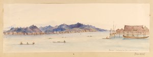Borneó - Folyóra tekintve a házunkból a Nyugat-Indiából, Észak-Amerikából és Borneóból, 1845 körül (akvarell) alkotó: Admiral Sir Edward Gennys Fanshawe
