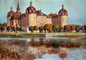 A Moritzbourg-kastély látképe Adolphe Nother (1855-?) nyomatai 19. századi Párizs, díszítőművészet alkotó: Adolf Noether