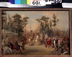 A cári vadászat a XVI. Adolf Károly (1826-1901) munkája. Olaj, karton