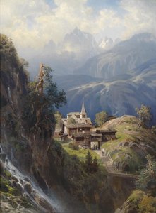 Falu a Berni-Alpokban alkotó: Adolf Mosengel