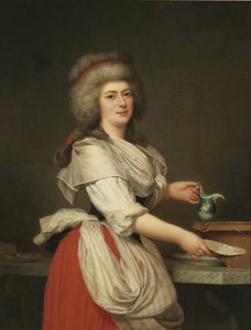 Adelaide Augie (vagy Auguier), a királynő szolgálólánya, mint fejőslány Trianonban - Madame Adelaide Aughie, Marie Antoinette királynő barátja, tejeslányként Trianonban, írta Wertmuller, Adolf Ulrik (1751-1811). olajfestmény