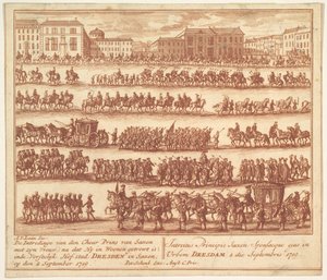 A szász herceg bevonulása feleségével Drezdába 1719. szeptember 2-án, af..., kb. 1700-1755.