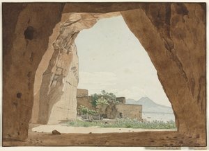 A Vezúv és a Nápolyi-öböl egy barlangból, 1820. alkotó: Adolf von Heydeck
