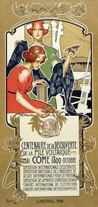 A Voltaic cölöp felfedezésének századik évfordulóját hirdető plakát, 1899