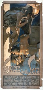 A „Corriere della Sera”-t hirdető plakát, Milánóban, 1898