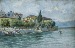Lake Maggiore táj (olaj, vászon) alkotó: Adolfo Polaroli