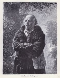 William Shakespeare, angol drámaíró (metszet) alkotó: Adolph Friedrich Erdmann von (after) Menzel