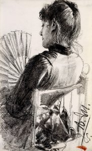 Hölgy legyezővel, 1885 alkotó: Adolph Menzel