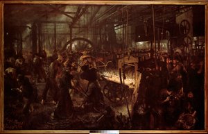 Kohászat: "" Hengermű, kovácsmunka"" Menzel Adolf (1815-1905) festménye alkotó: Adolph Menzel