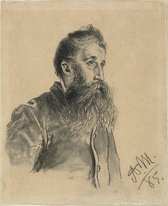 Egy szakállas férfi portréja alkotó: Adolph Menzel