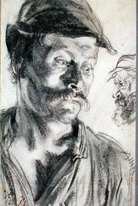 Tanulmány a vaskereskedőknek (szén papíron) alkotó: Adolph Menzel