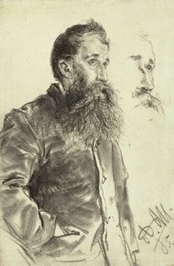 Tanulmány egy szakállas férfiról, keze a zsebében, 1885 alkotó: Adolph Menzel