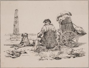 A házaló és a kutyája alkotó: Johan Adolph Kittendorff