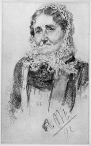 Idős nő gyapjú kendővel (fejkendővel) alkotó: Adolph Menzel