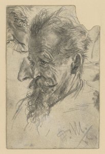 Idősebb férfi fej, csokor szakállal, valamint részletek alkotó: Adolph Menzel
