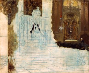 Oltár egy barokk templomban. Befejezetlen alkotó: Adolph Menzel