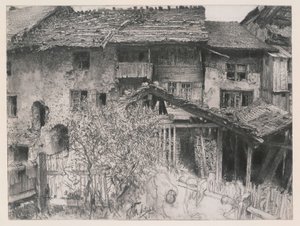 Régi házak Interlakenben alkotó: Adolph Menzel