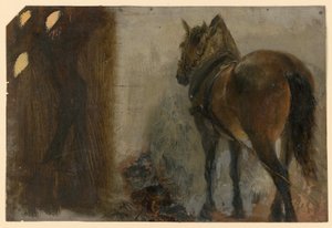 Felszerszámozott ló alkotó: Adolph Menzel