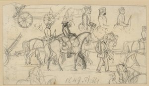 Tüzérségi és lovassági tanulmányok alkotó: Adolph Menzel
