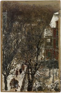 Hamvazószerda - Utca a karnevál után / Hamvazószerda reggele Hildebrand magánutcájában Berlinben alkotó: Adolph Menzel