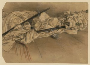 Feltekerített baldachin hordozórudakkal alkotó: Adolph Menzel