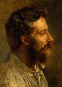 Szakállas munkás feje profilból alkotó: Adolph Menzel