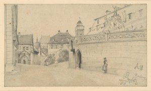 Bamberg. Dóm tér a Domplatz 1 és a Domkranz között, dél felé alkotó: Adolph Menzel