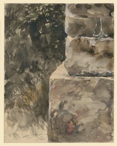 Falomb a kőtalapzatnál alkotó: Adolph Menzel