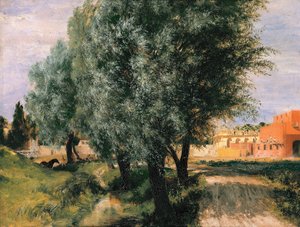 Építkezés fűzfákkal alkotó: Adolph Menzel