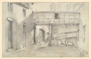 Kilátás egy udvarra alkotó: Adolph Menzel