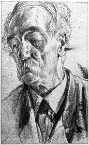Egy bajuszos, idősebb férfi mellkép alkotó: Adolph Menzel
