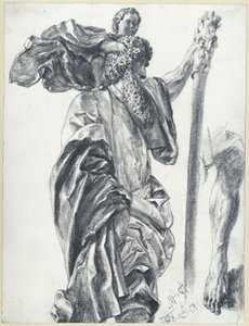 A freibergi apostolmester Szent Kristóf-szobra Drezdában alkotó: Adolph Menzel