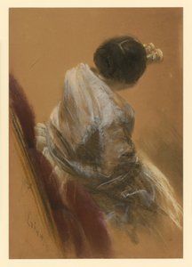 Hölgy karosszékben operalátcsővel alkotó: Adolph Menzel