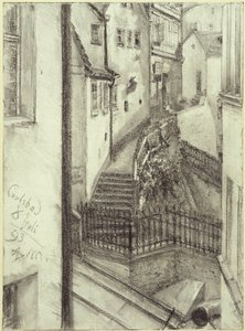 A Stiegengasse Karlovy Varyban alkotó: Adolph Menzel
