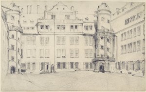 A drezdai nagy kastélyudvar nyugati oldala alkotó: Adolph Menzel