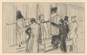 Felszálló vasúti utasok és kalauz. Jelenet a peronon alkotó: Adolph Menzel