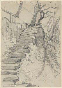 Kő lépcsősor egy kertben alkotó: Adolph Menzel