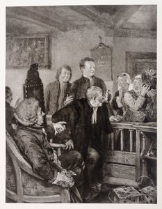 Marthe asszony panasza Heinrich von Kleist A törött korsó című művéhez alkotó: Adolph Menzel