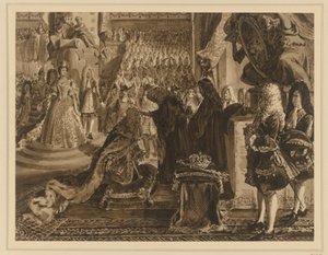 I. Frigyes porosz király megkenése Königsbergben, 1701. január 18-án. Terv a „Brandenburg-porosz történelem emlékezetes eseményeihez” alkotó: Adolph Menzel