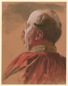 Porosz Frigyes Károly herceg, balra néző, részben levágott profil, portrétanulmány I. Vilmos königsbergi koronázásához alkotó: Adolph Menzel