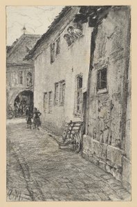 Sikátor kilátással egy házon átvezető félköríves átjáróra alkotó: Adolph Menzel