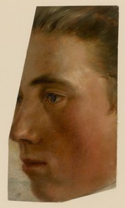 Egy férfi profilból balra néző arca alkotó: Adolph Menzel