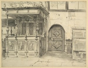 A padok és az ajtó a Jauer-i Béke-templomban alkotó: Adolph Menzel