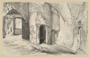 Boltozatos terem a kerek torony bejáratával alkotó: Adolph Menzel