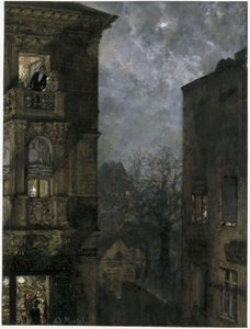 Házszög holdfényben. A „Gyermekalbum” című műből alkotó: Adolph Menzel